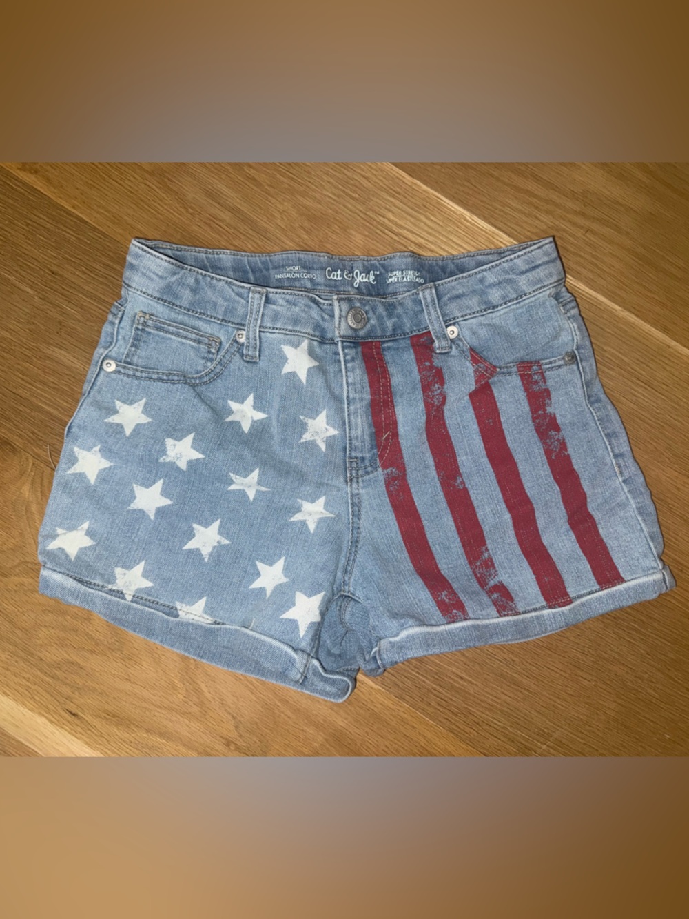 Cat & Jack Light Blue Denim Jacket with Red Accent